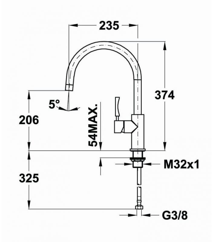 Смеситель Teka INX 915 нержавеющая сталь