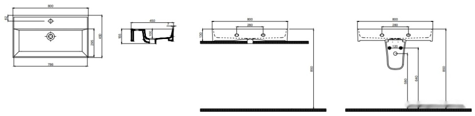 Умывальник Quarter Bath Cross Line 70CL23080