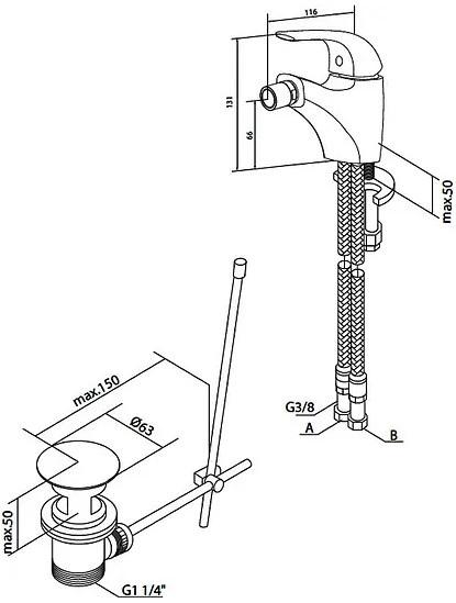 Смеситель Am.Pm Sense 5 F7583132 для биде