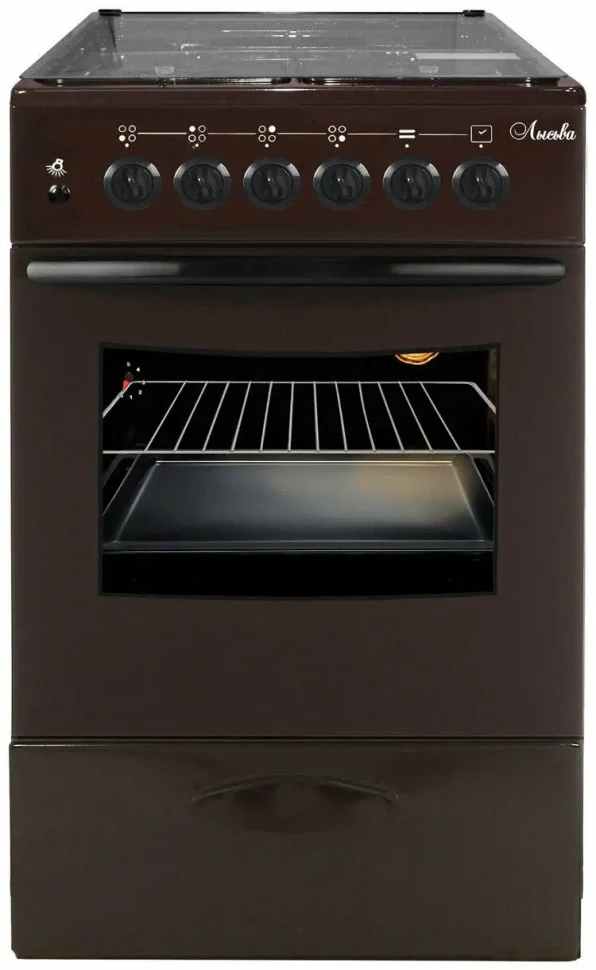 Плита Лысьва ГП 40р0 МС-2у (коричневая, со стеклянной крышкой)