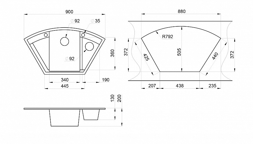 Кухонная мойка Granula GR-9001 (арктик)