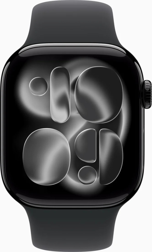 Умные часы Apple Watch Series 11 46 мм (алюминиевый корпус, черный/черный, спортивный силиконовый ремешок M/L)