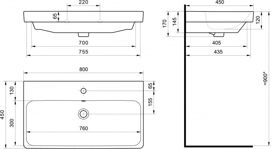 Умывальник Santek Адриана 80 1WH501772