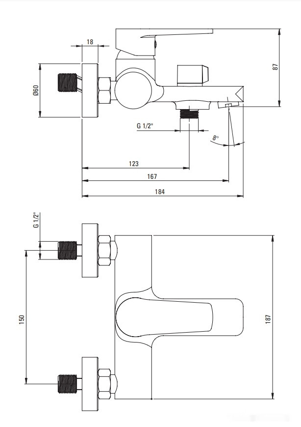 Смеситель Deante Tubo BUT 010M