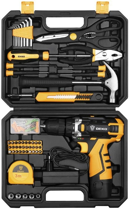 Дрель-шуруповерт Deko DKCD12FU-Li SET 104 063-4112 (с 1-м АКБ, кейс, оснастка)