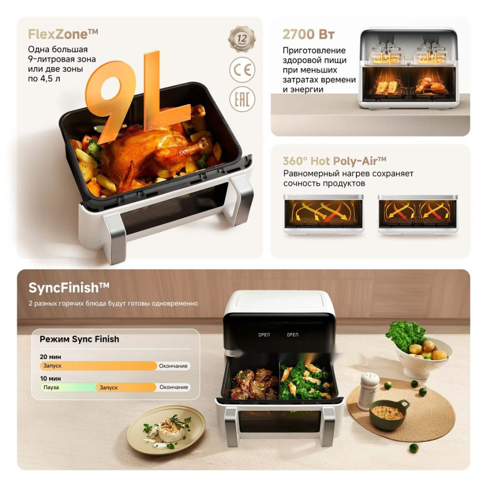 Аэрогриль Trouver Air Fryer FD20 Pro AF-5518ATB (белый)