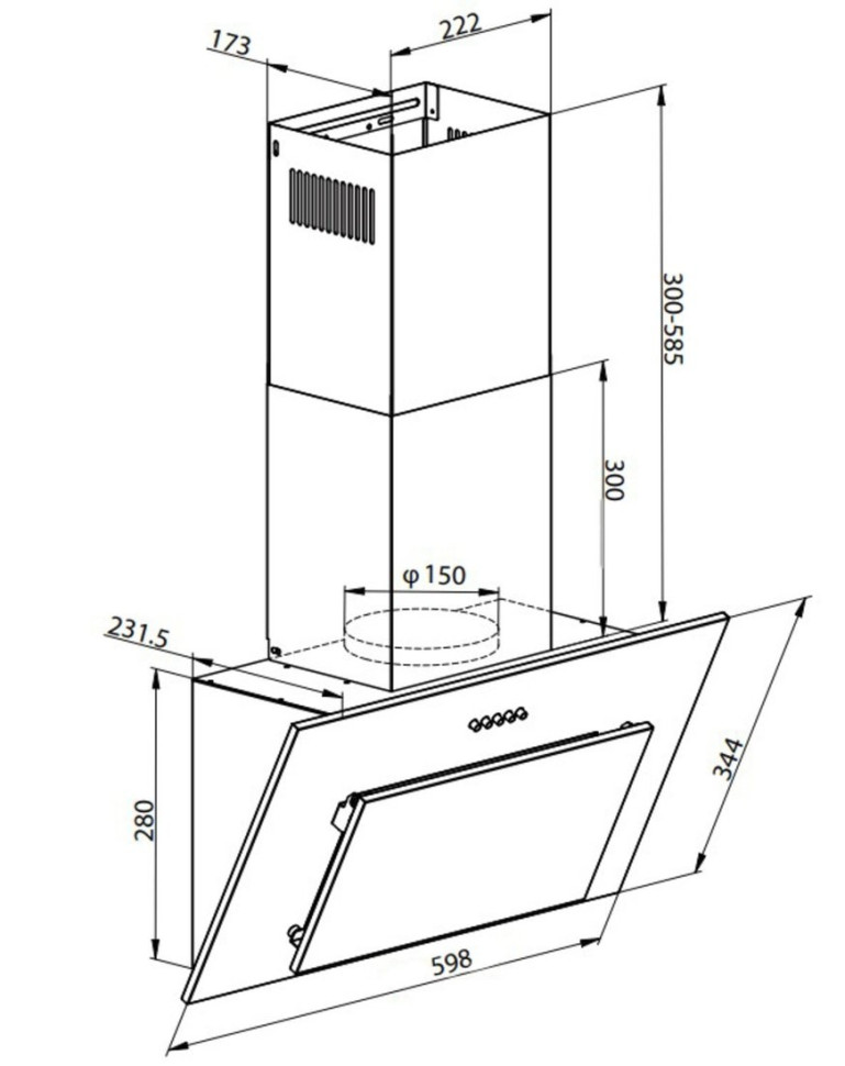 Вытяжка Weissgauff Yota 600 PB BL