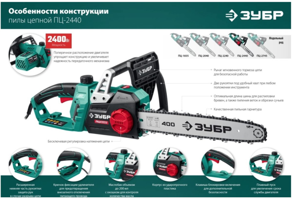 Электропила цепная ЗУБР ПЦ-2440