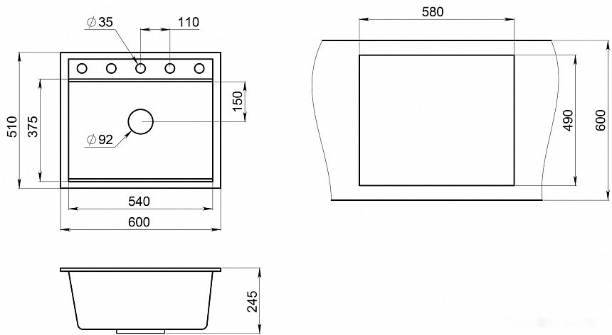 Кухонная мойка Granula KS-6003 (шварц)