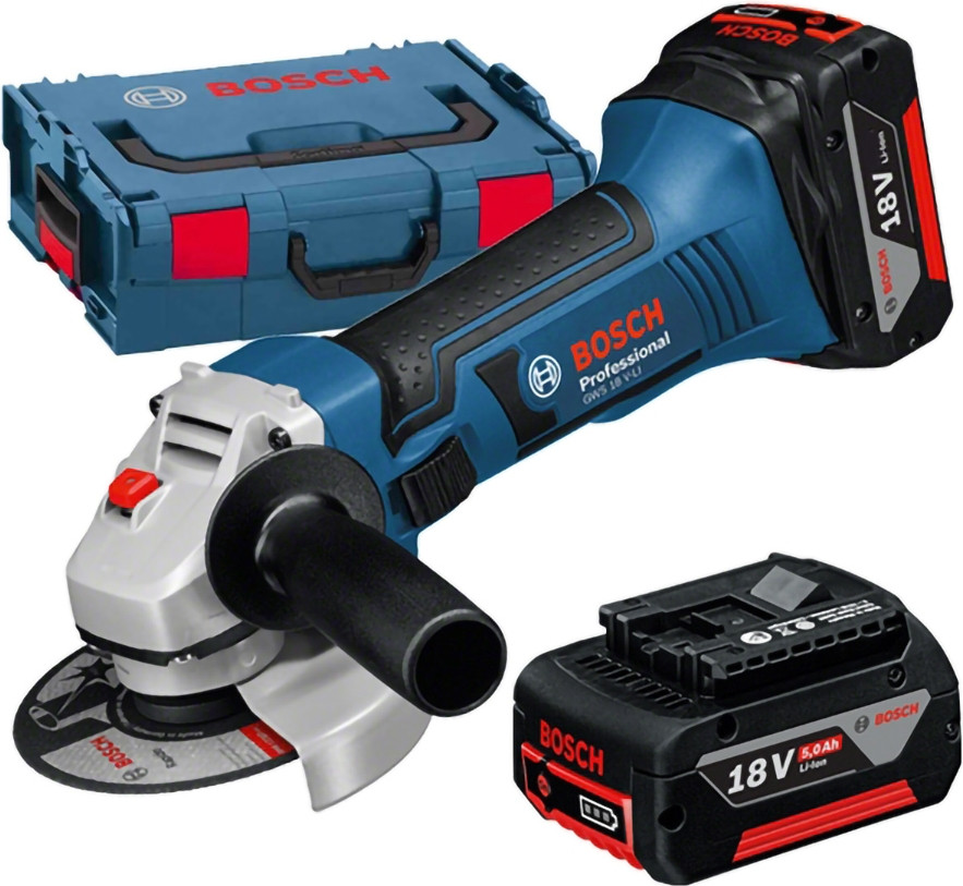Угловая шлифмашина Bosch GWS 18 V-LI Professional (два аккумулятора 5 А*ч)