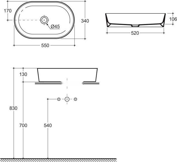 Умывальник Керамин Арена 55 ФС (серый, матовый)
