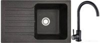 Кухонная мойка БелЭворс Styl R + смеситель W4998-3-22 (черный)