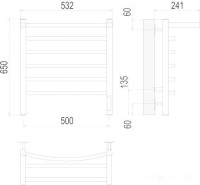 Полотенцесушитель Terminus Классик П6 500x650 с полкой бп электро (хром)