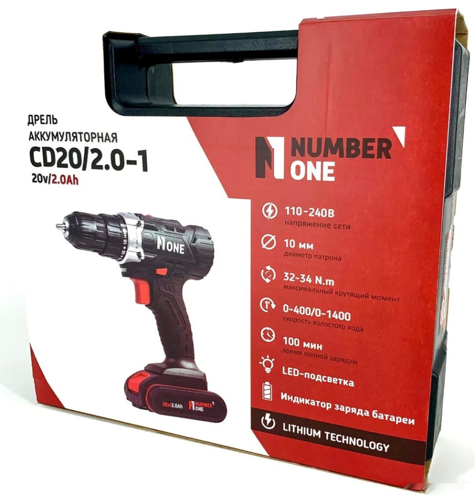 Дрель-шуруповерт Number ONE CD20/2.0-1 (с 2-мя АКБ)