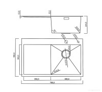 Кухонная мойка Roxen Vespa 560230-70RB графит