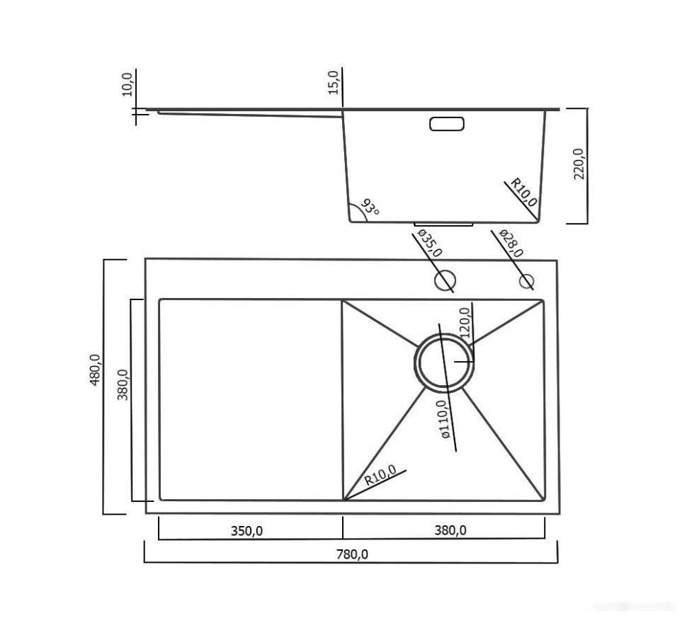 Кухонная мойка Roxen Vespa 560230-70RB графит