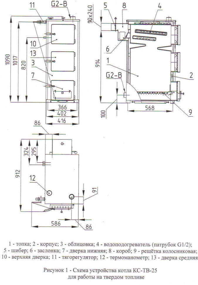 Отопительный котёл Мозырьсельмаш КС-ТВ-25