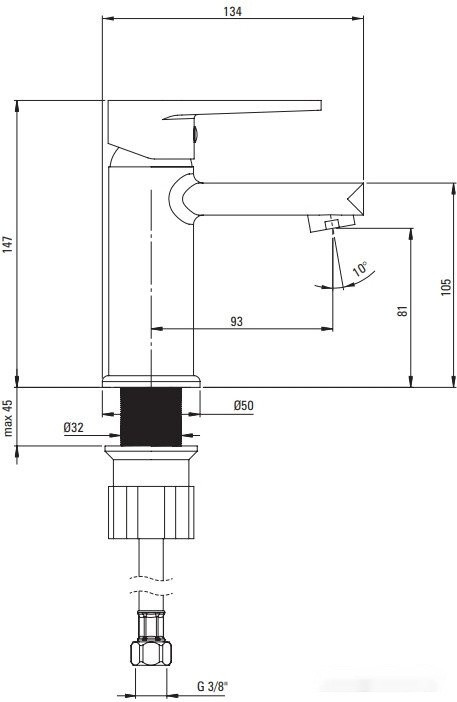 Смеситель Deante Tubo BUTB010M