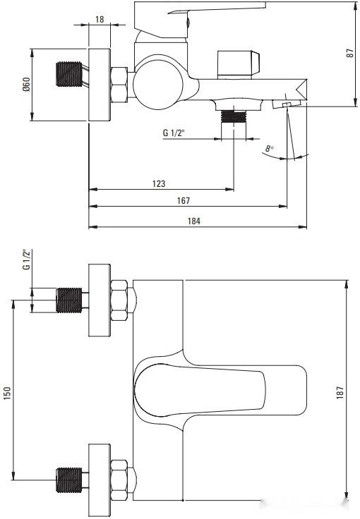Смеситель Deante Tubo BUTB010M