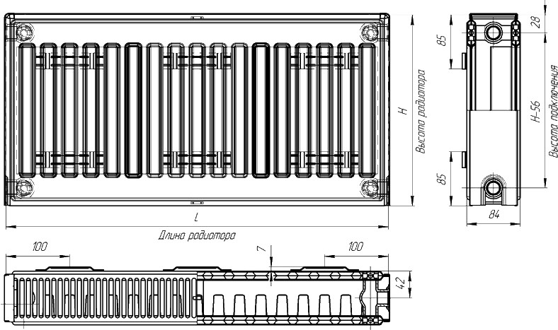 Радиатор Лидея ЛК 21-508 тип 21 500x800