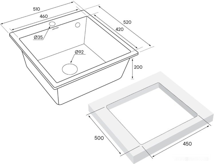 Кухонная мойка Paulmark Kante 50 PM105152-BL