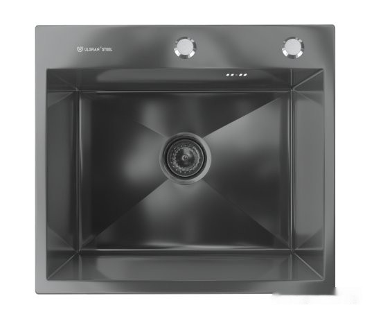 Кухонная мойка Ulgran Steel 50x45 (черная брашированная сталь)