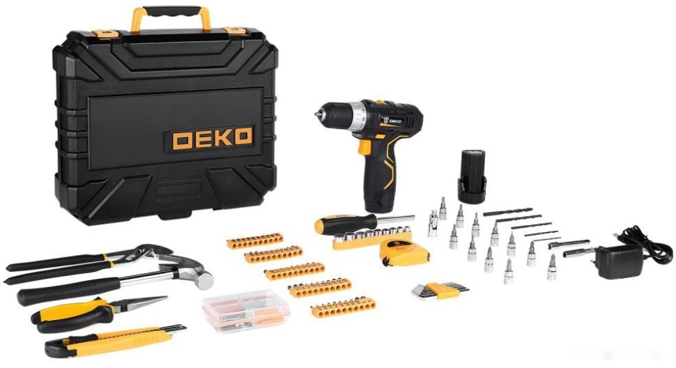 Дрель-шуруповерт Deko GCD12DU3 SET 195 063-4134 (с 2-мя АКБ, кейс, набор оснастки)