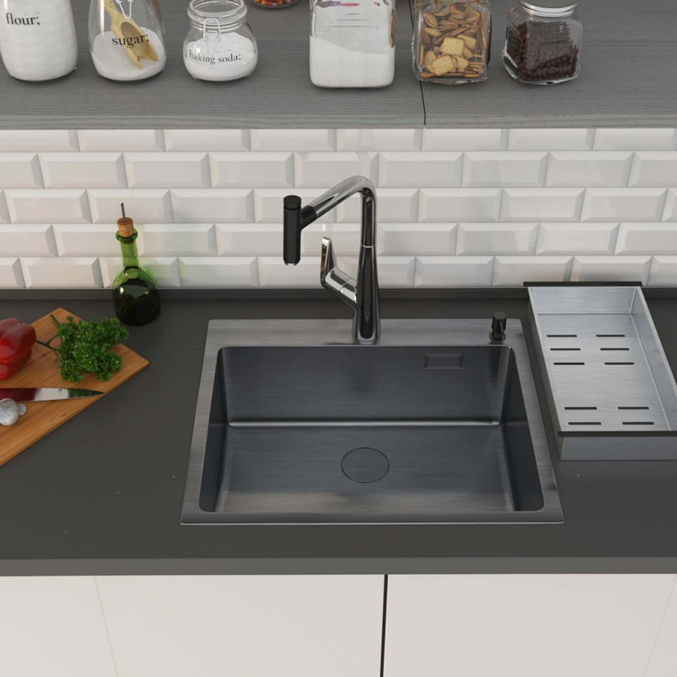 Кухонная мойка Roxen Simple 560220-55B графит