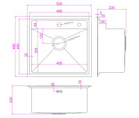 Кухонная мойка ARFEKA AF 520*490 Black PVD Nano