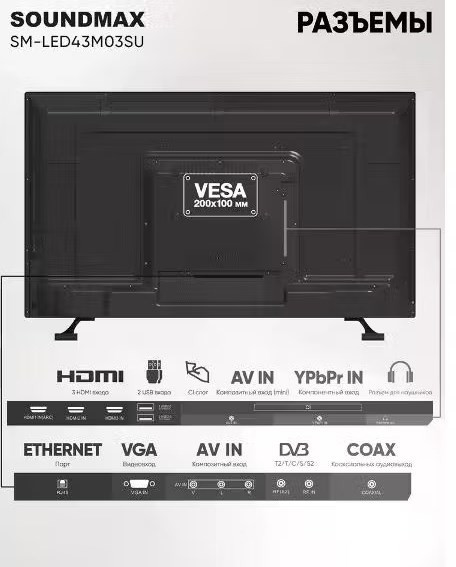 Телевизор SoundMAX SM-LED43M03SU