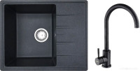 Кухонная мойка БелЭворс Mila L + смеситель W4998-3-22 (черный)