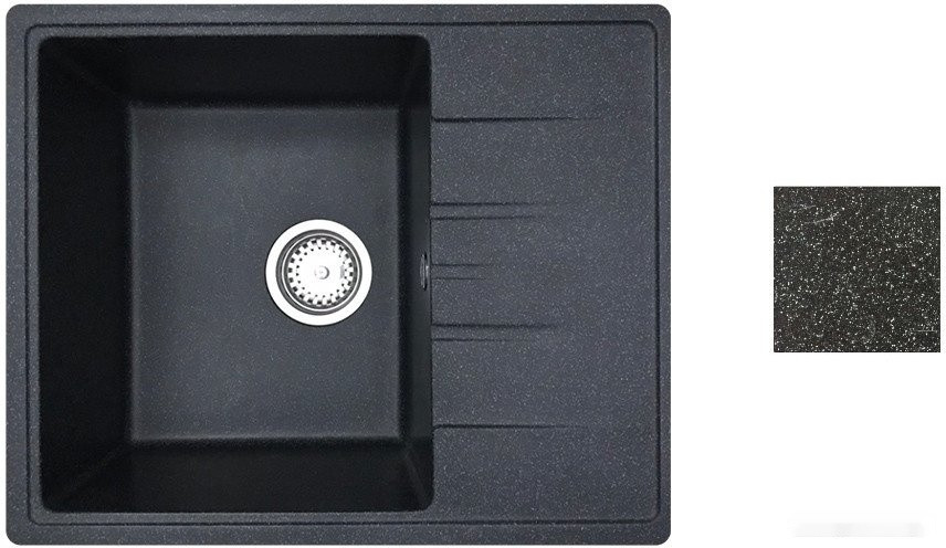 Кухонная мойка БелЭворс Mila L + смеситель W4998-3-22 (черный)