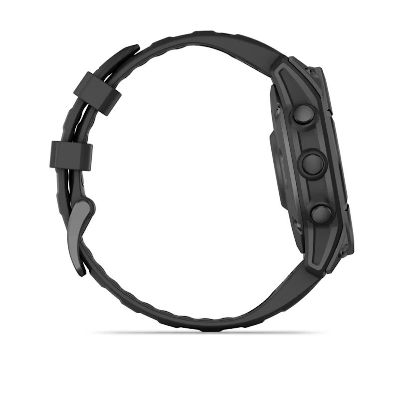 Умные часы Garmin Fenix E 47мм (серая сталь, черный силиконовый ремешок)