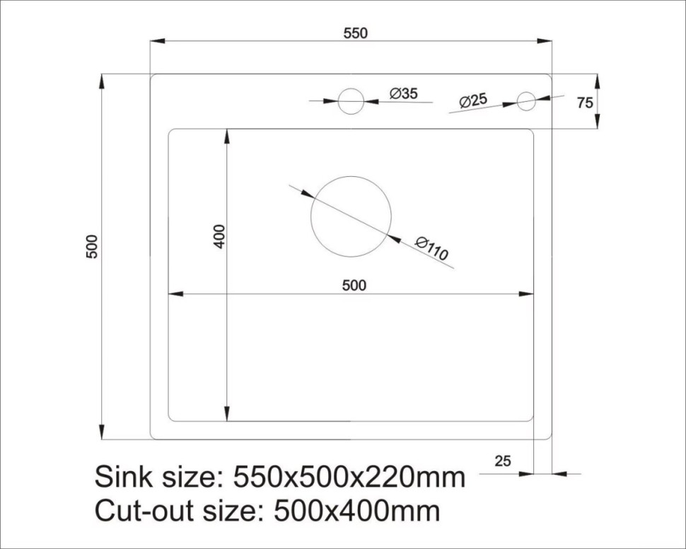 Кухонная мойка Asteria A5550NB-D1 (черный декор)