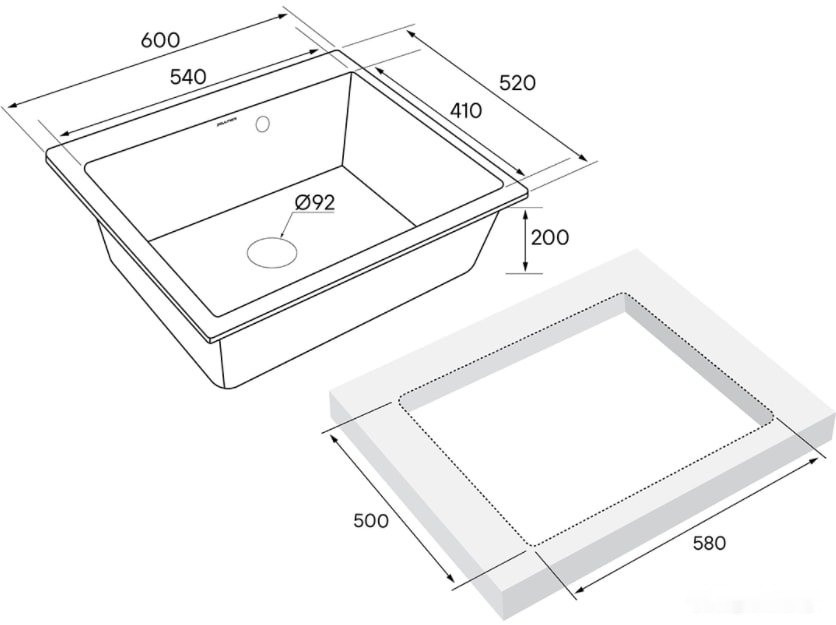 Кухонная мойка Paulmark Kante 60 PM106052-GR