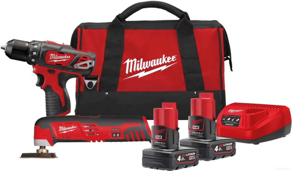 Milwaukee М12 ВPP2D-402B 4933441250 (шуруповерт, реноватор, 2 АКБ, сумка)