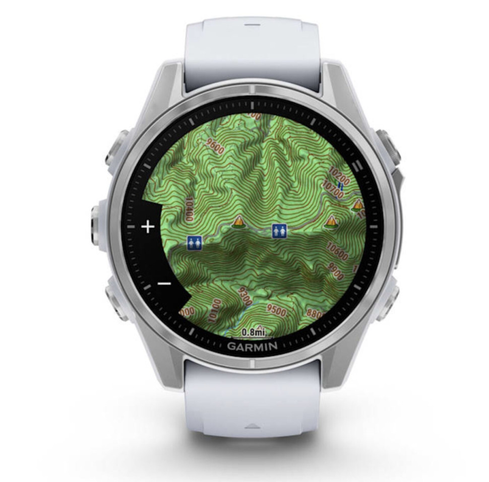 Умные часы Garmin Fenix 8 43мм (серебристый, белый ремешок)