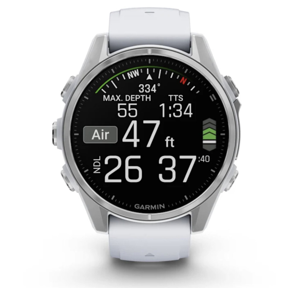 Умные часы Garmin Fenix 8 43мм (серебристый, белый ремешок)