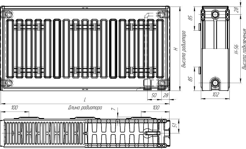 Радиатор Лидея ЛК 22-511 тип 22 500x1100