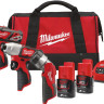 Milwaukee М12 ВPP3А-202B 4933441225 (шуруповерт, винтоверт, фонарь, 2 АКБ, сумка)