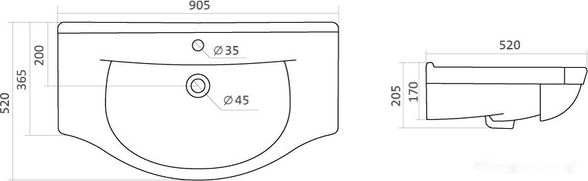 Умывальник Santek Эльбрус-90 90.5x52 [1.WH11.0.790]