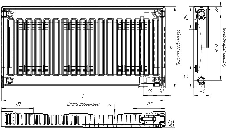 Радиатор Лидея ЛК 11-510 тип 11 500x1000