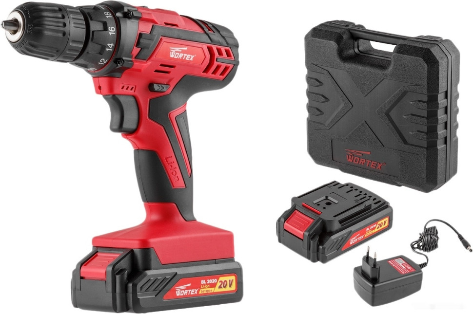 Дрель-шуруповерт Wortex BD 2020-1 DLi BD20201DLi1707 (с 2-мя АКБ)