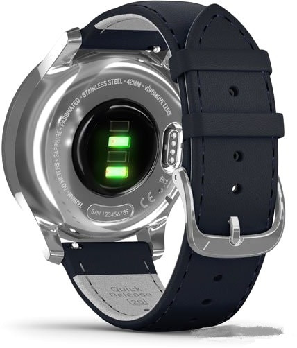 Гибридные умные часы Garmin Vivomove Luxe (серебристый/темно-синий)