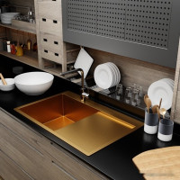 Кухонная мойка Mixline Pro 552918 (золото, с сифоном)