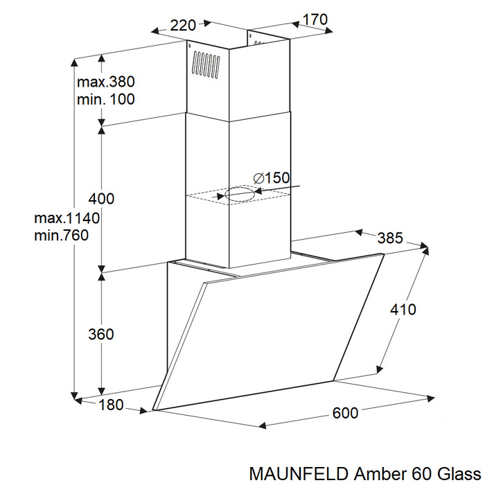 Вытяжка Maunfeld Amber 60 Glass (черный)