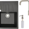 Кухонная мойка БелЭворс Vega L + смеситель W4998-4 + дозатор L405-1 (черный/сатин)