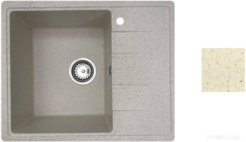 Кухонная мойка БелЭворс Mila L + смеситель W4998-4 (бежевый)