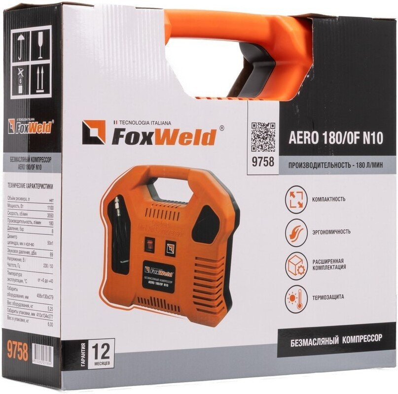 Компрессор FoxWeld Aero 180/0F N10 9758