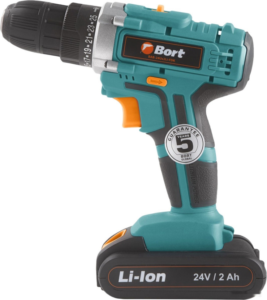 Дрель-шуруповерт BORT BAB-24UX2LI-FDK (с 2-мя АКБ)